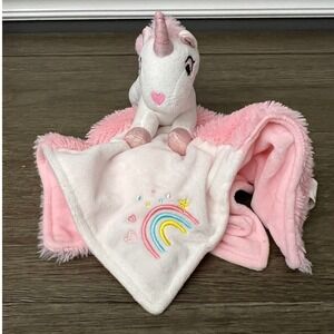 Boritar Baby Security Blanket White Pink Unicorn Plush Rainbow Lovey 11 inch